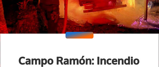 Campo Ramón: Incendio en Villa Bonita destruyó un garaje y tres vehículos, sin heridos